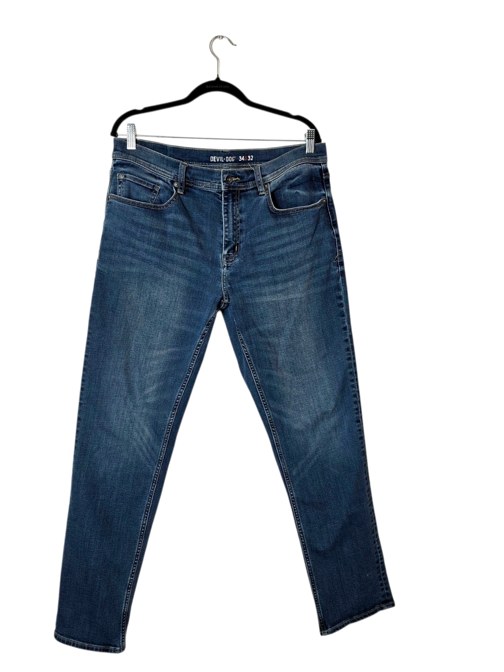 Devil Dog Athletic Jeans 34x32 (34x30.5) Dungarees Whiskering Denim Straight Leg